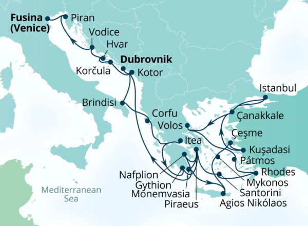 Seabourn Ovation Itinerary Map 2027