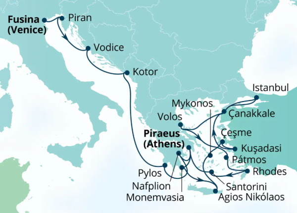 Seabourn Ovation Itinerary Map 2027
