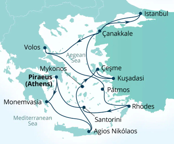 Seabourn Ovation Itinerary Map 2027