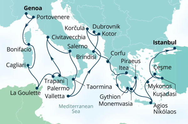 Seabourn Ovation Itinerary Map 2027