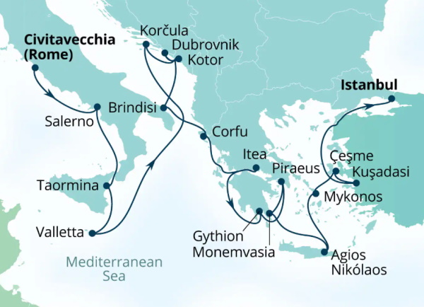 Seabourn Ovation Itinerary Map 2027