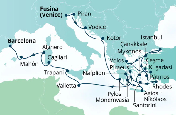 Seabourn Ovation Itinerary Map 2027