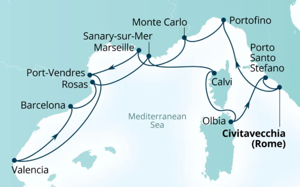 Seabourn Ovation Itinerary Map 2027