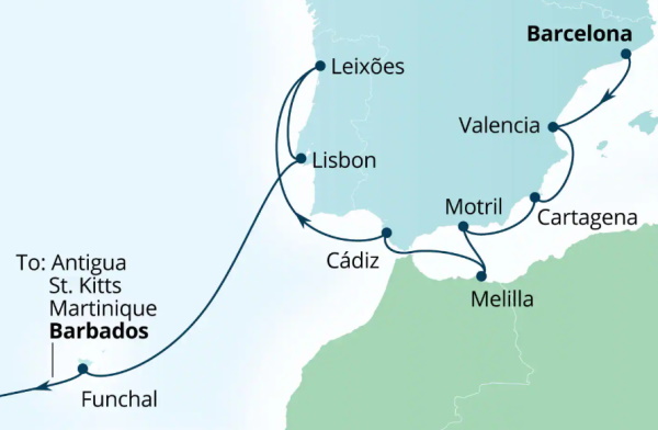 Seabourn Ovation Itinerary Map 2027