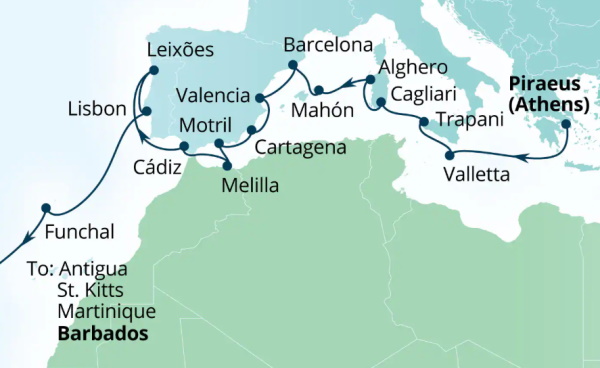 Seabourn Ovation Itinerary Map 2027