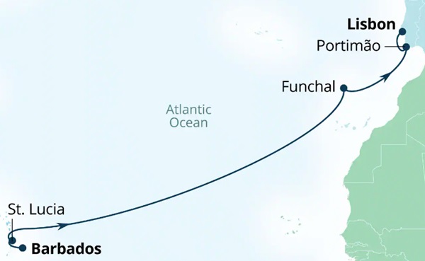 Seabourn Ovation Itinerary Map 2027