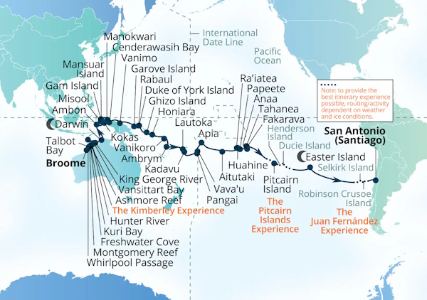 Seabourn Cruises Pursuit Map 2027