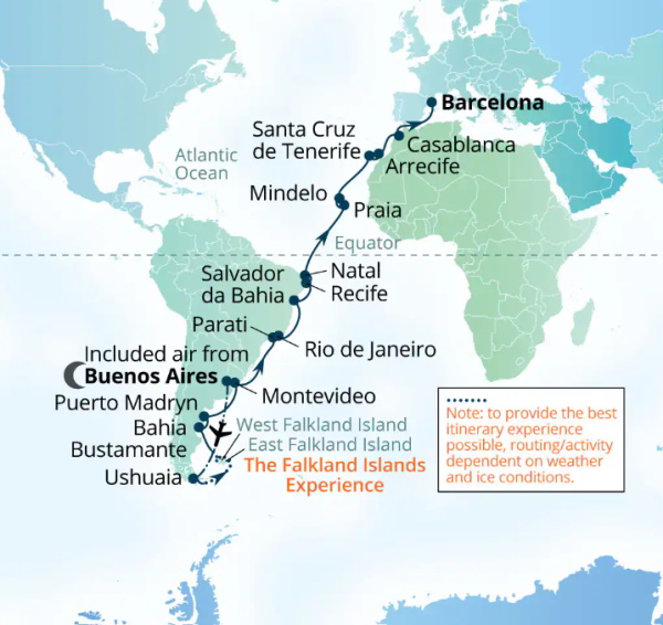 Seabourn Venture Cruises Map Itinerary 2026