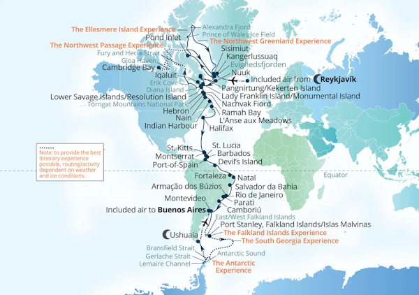 Seabourn Venture Cruises Map Itinerary 2027