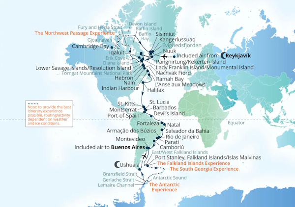 Seabourn Venture Cruises Map Itinerary 2027