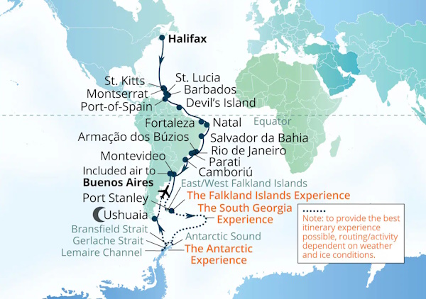 Seabourn Venture Cruises Map Itinerary 2027