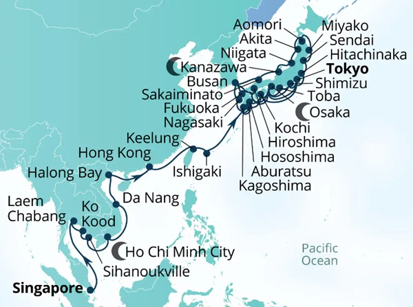 Seabourn Encore Cruises Map Itinerary 2027
