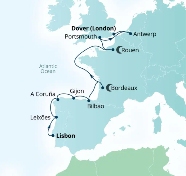 Seabourn Ovation Itinerary Map 2026