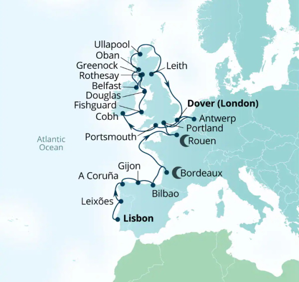 Seabourn Ovation Itinerary Map 2026
