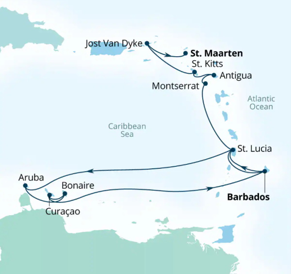 Seabourn Ovation Itinerary Map 2026
