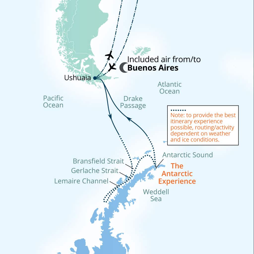 Seabourn Pursuit 13-day Buenos Aires to Buenos Aires itinerary map, January 10-23 2027