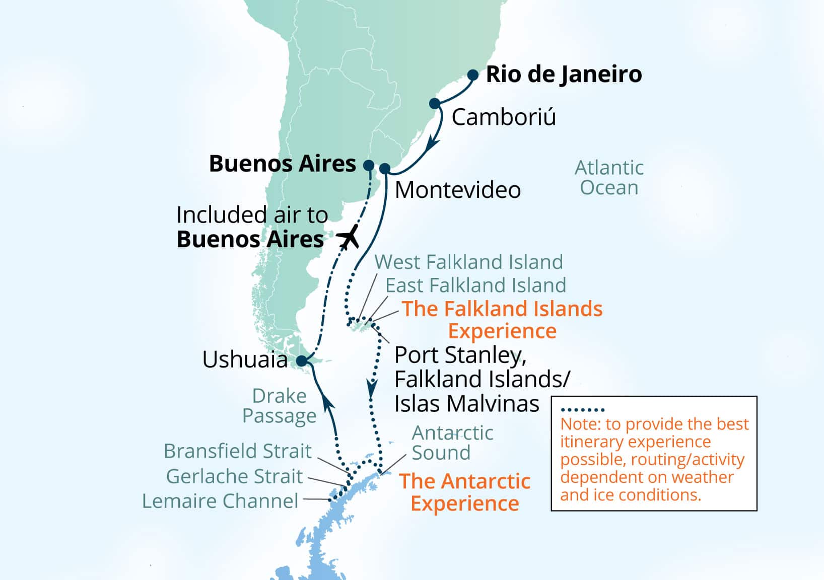 Seabourn Venture Voyage V657 Rio de Janeiro, Brazil to Buenos Aires itinerary map, 2026-10-29 to 2026-11-19