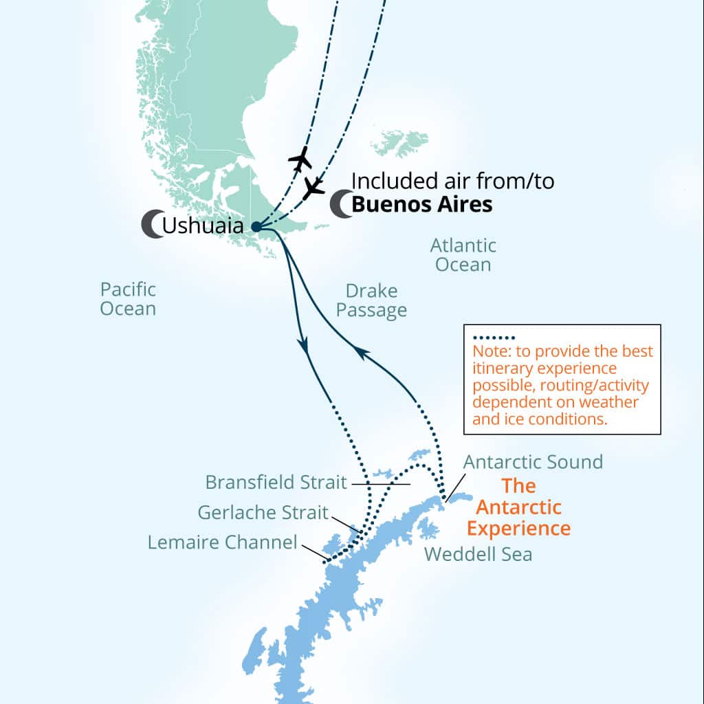 Seabourn Venture 11-day Buenos Aires to Buenos Aires itinerary map, November 19-30 2028