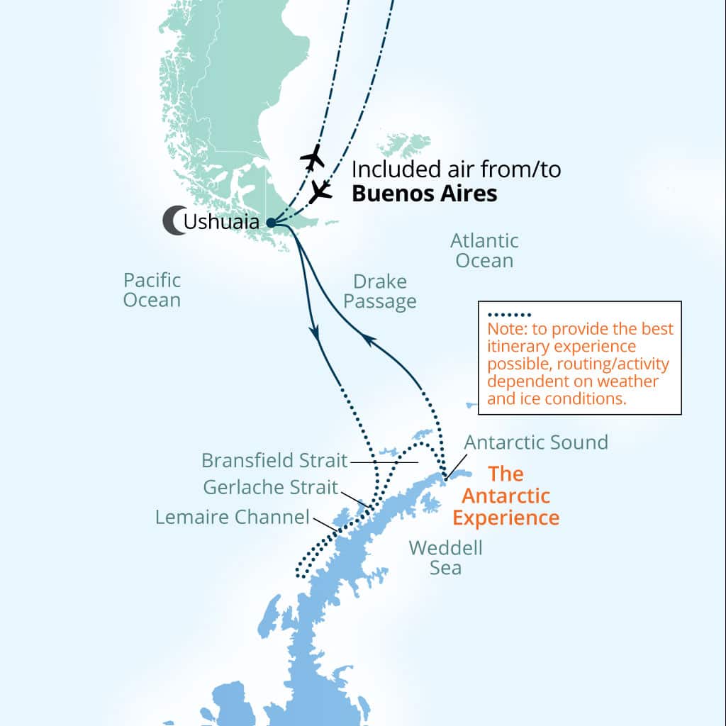 Seabourn Venture 13-day Buenos Aires to Buenos Aires itinerary map, February 28-March 12 2028