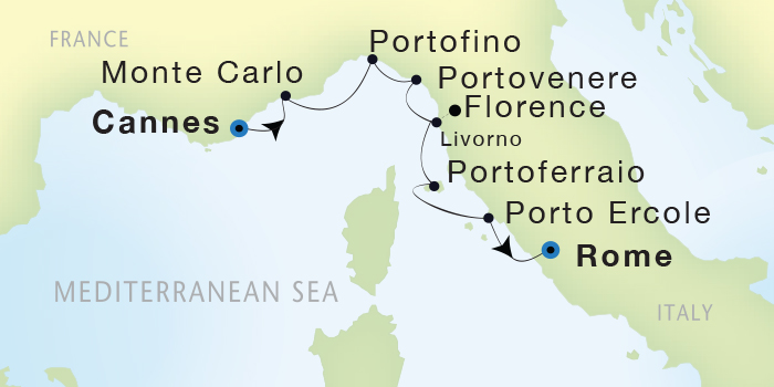 Deluxe Honeymoon Cruises Seadream Yacht Club, Seadream 1 June 4-11 2026 Cannes, France to Civitavecchia (Rome), Italy