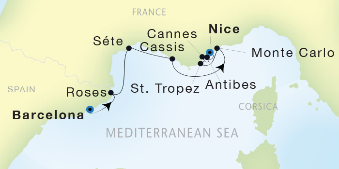 Deluxe Honeymoon Cruises Seadream Yacht Club, Seadream 1 May 14-22 2026 Barcelona, Spain to Nice, France