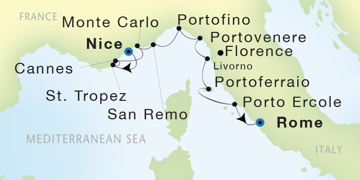 Seadream Yacht Club Cruise II May 14-24 2016 Nice, France to Civitavecchia (Rome), Italy