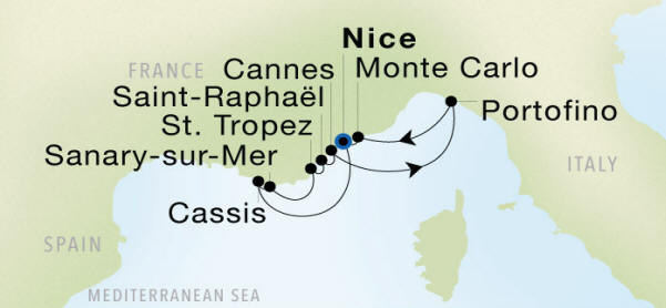 Nice to Nice Luxury Cruise Itinerary Map