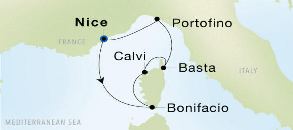 Nice to Nice Luxury Cruise Itinerary Map