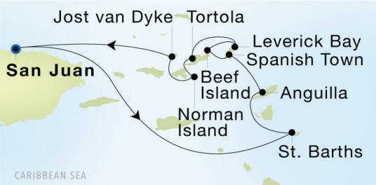 San Juan to San Juan Luxury Cruise Itinerary Map