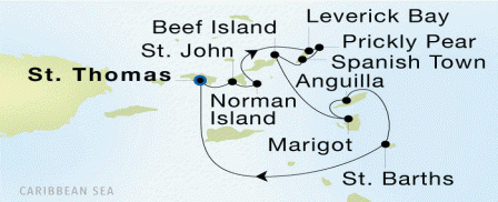 Charlotte Amalie, St. Thomas to Charlotte Amalie, St. Thomas Luxury Cruise Itinerary Map