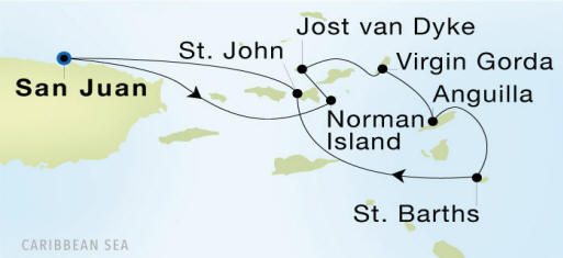 San Juan to San Juan Luxury Cruise Itinerary Map