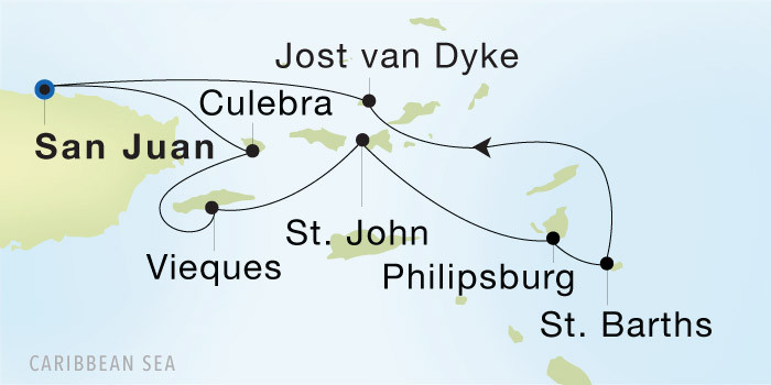San Juan to San Juan Luxury Cruise Itinerary Map