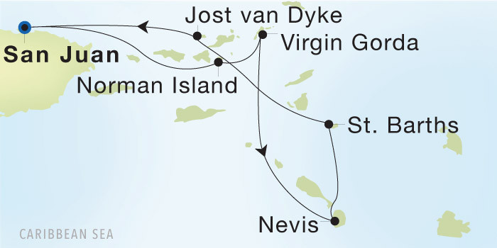 San Juan to San Juan Luxury Cruise Itinerary Map