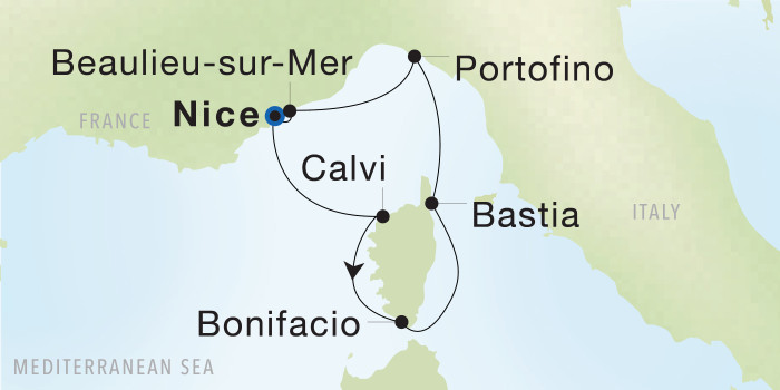 Nice to Nice Luxury Cruise Itinerary Map