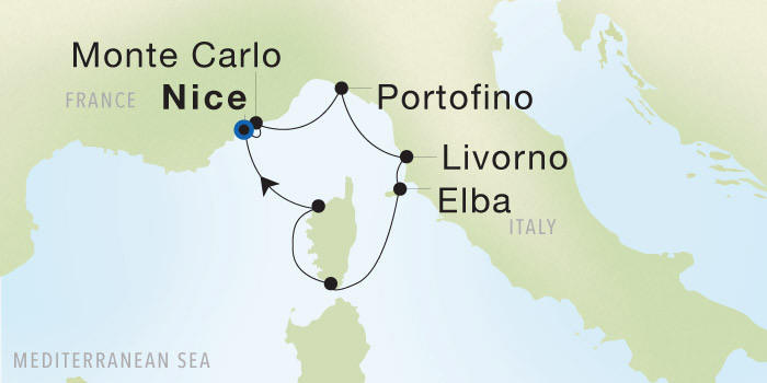 Nice to Nice Seadream Luxury Cruise Itinerary Map