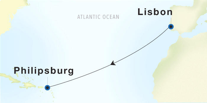 Lisbon to Philipsburg Seadream Luxury Cruise Itinerary Map