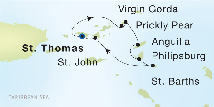 Charlotte Amalie, St. Thomas to Charlotte Amalie, St. Thomas Luxury Cruise Itinerary Map