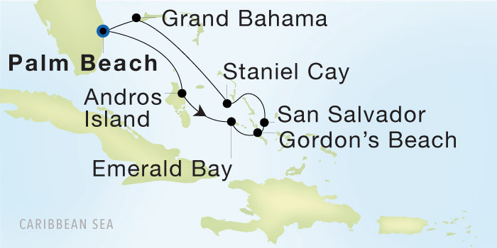 Palm Beach to Palm Beach Seadream Luxury Cruise Itinerary Map