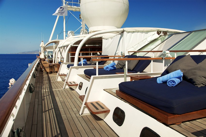 SeaDream Balinese beds prepared on the open deck