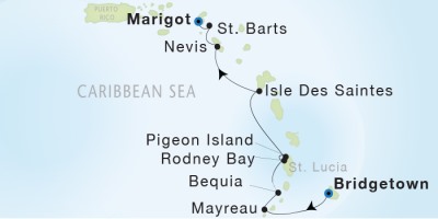 Seadream Yacht Club 1, January 28 February 4 2017 Bridgetown, Barbados to Marigot, Saint Martin