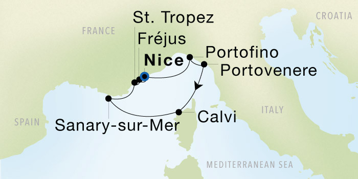 Nice to Nice Luxury Cruise Itinerary Map