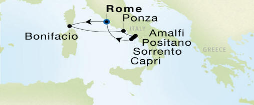 Rome (Civitavecchia) to Rome (Civitavecchia) Luxury Cruise Itinerary Map