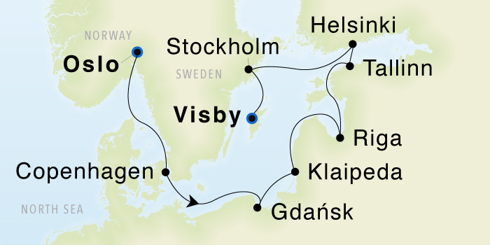 Oslo to Oslo SeaDream III Voyage 33019 itinerary map