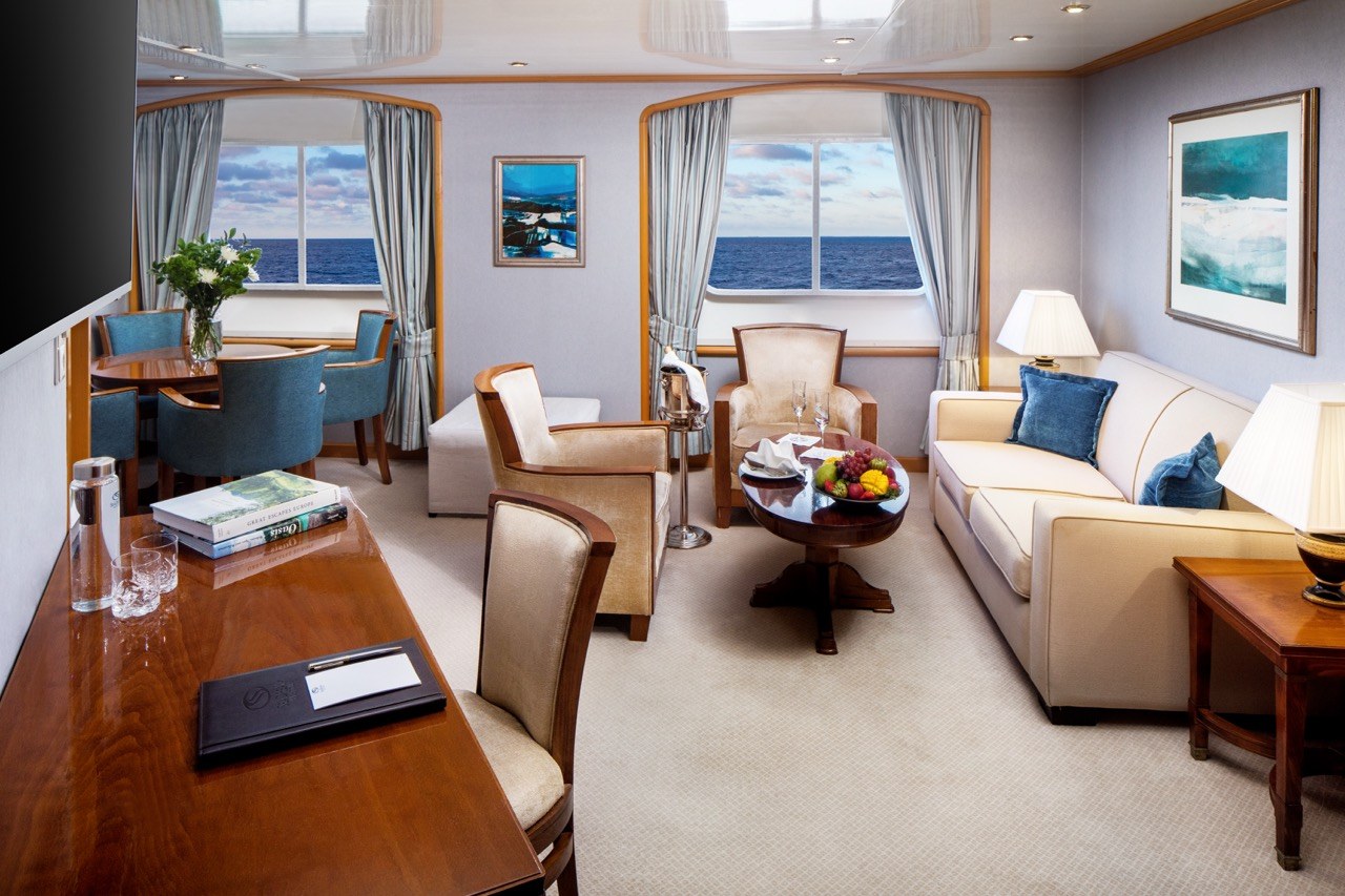 SeaDream II Owner’s Suite living and dining area
