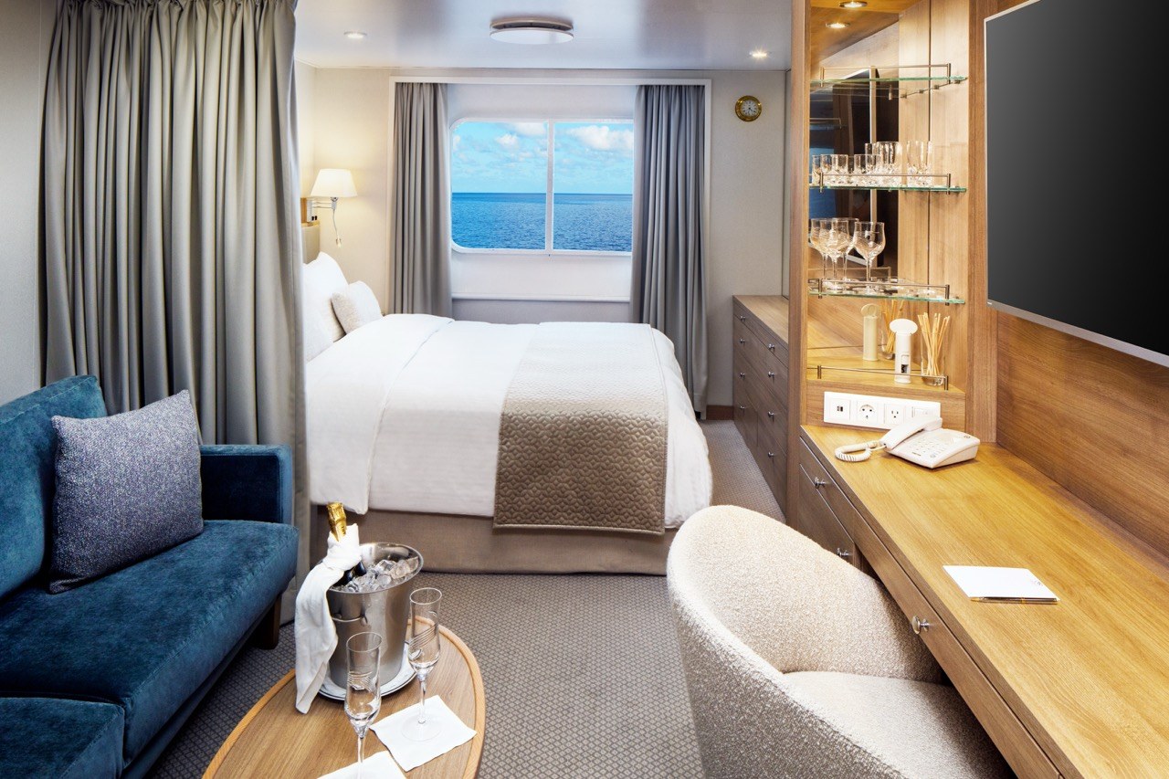 SeaDream II Yacht Club Stateroom with ocean-facing window