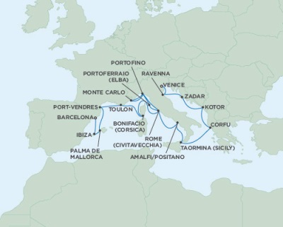 Cruise Single-Solo Balconies and Suites Seven Seas Navigator June 25 July 13 2025 Venice, Italy to Barcelona, Spain