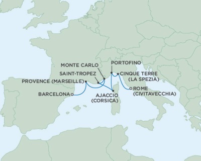 Deluxe Honeymoon Cruises Seven Seas Navigator May 13-20 2026 Barcelona, Spain to Rome (Civitavecchia), Italy