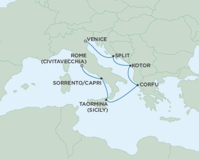Cruise Single-Solo Balconies and Suites Seven Seas Navigator May 20-27 2025 Rome (Civitavecchia), Italy to Venice, Italy