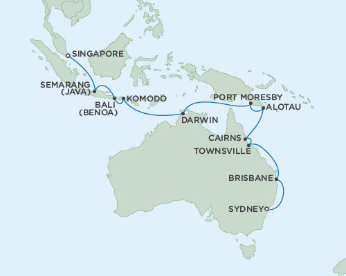 Deluxe Honeymoon Cruises Seven Seas Voyager December 22 2026 january 12 2024 Singapore to Sydney, Australia