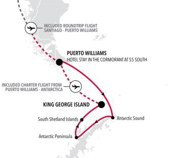 Silversea Cruises Silver Cloud Expedition Map 2026 Puerto Williams to King George Island